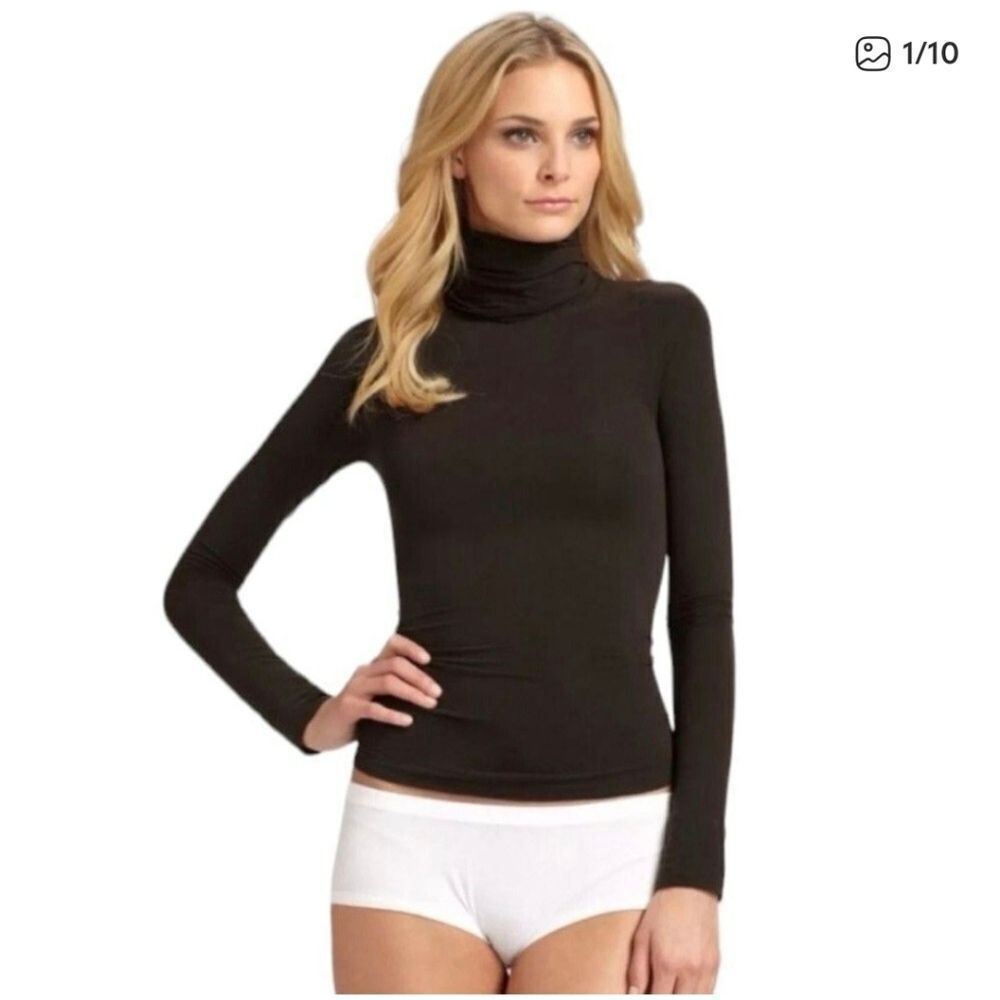 Spanx Classic On Top And In Control Bittersweet Brown Turtleneck Top - Large